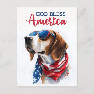 Patriotischer Beagle, Gott segne Amerika Postkarte