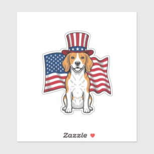 Patriotischer Beagle-Hund-Flagge Vintage-Stich-Des Aufkleber