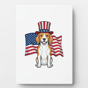 Patriotischer Beagle-Hund-Flagge Vintage-Stich-Des Fotoplatte