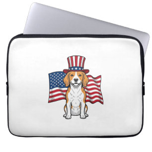 Patriotischer Beagle-Hund-Flagge Vintage-Stich-Des Laptopschutzhülle