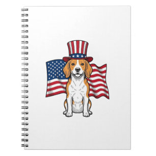 Patriotischer Beagle-Hund-Flagge Vintage-Stich-Des Notizblock