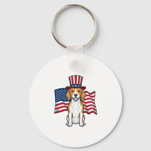 Patriotischer Beagle-Hund-Flagge Vintage-Stich-Des Schlüsselanhänger