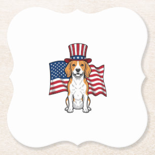 Patriotischer Beagle-Hund-Flagge Vintage-Stich-Des Untersetzer