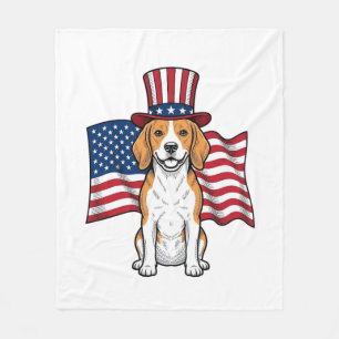 Patriotischer Beagle-Hundeflagge Vintage-Stichdesi Fleecedecke