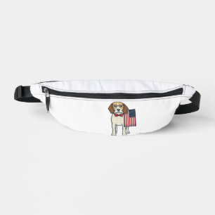 Patriotischer Beagle mit Flagge Vintage-Vektor-Art Bauchtasche
