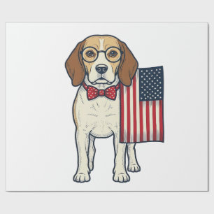 Patriotischer Beagle mit Flagge Vintage-Vektor-Art Geschenkpapier