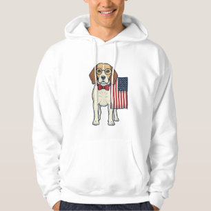Patriotischer Beagle mit Flagge Vintage-Vektor-Art Hoodie