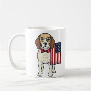 Patriotischer Beagle mit Flagge Vintage-Vektor-Art Kaffeetasse