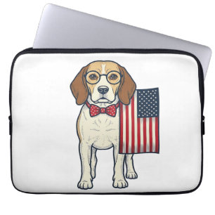 Patriotischer Beagle mit Flagge Vintage-Vektor-Art Laptopschutzhülle