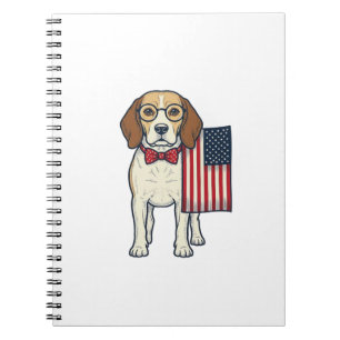 Patriotischer Beagle mit Flagge Vintage-Vektor-Art Notizblock
