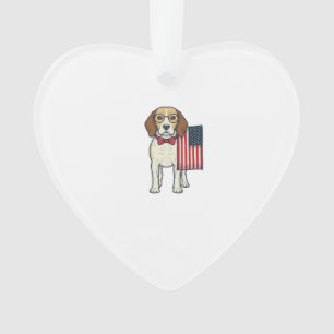 Patriotischer Beagle mit Flagge Vintage-Vektor-Art Ornament
