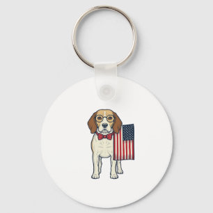 Patriotischer Beagle mit Flagge Vintage-Vektor-Art Schlüsselanhänger