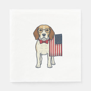 Patriotischer Beagle mit Flagge Vintage-Vektor-Art Serviette