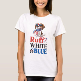 Patriotischer Beagle Ruff White & Blue T-Shirt
