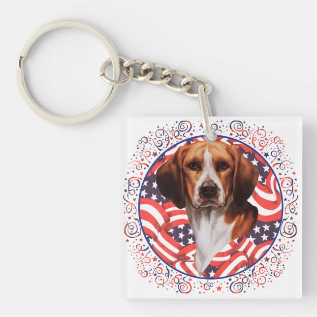 Patriotischer Beagle Schlüsselanhänger (Vorderseite)