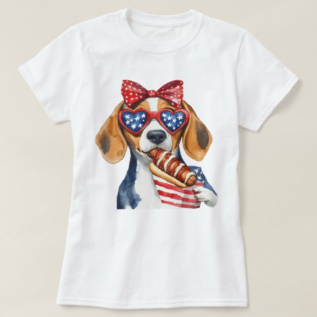 Patriotischer Beagle T-Shirt (Design vorne)