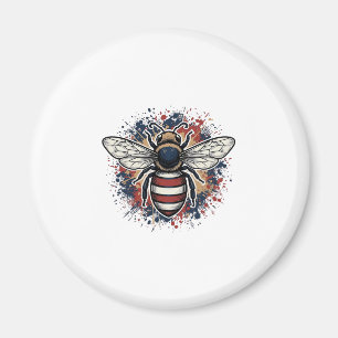 Patriotischer Bienen-Vintage-Stich-Vektordesign_1 Magnet