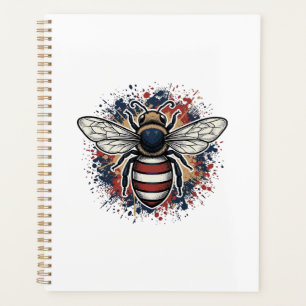 Patriotischer Bienen-Vintage-Stich-Vektordesign_1 Planer