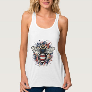 Patriotischer Bienen-Vintage-Stich-Vektordesign_1 Tank Top