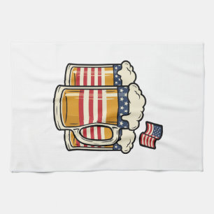 Patriotischer Bierkrug Vintage-Vektordesign_1 Geschirrtuch