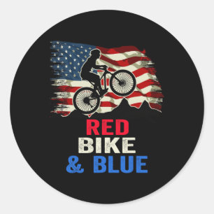 Patriotischer Biker 4. Juli Radfahren Amerikanisch Runder Aufkleber