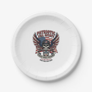 Patriotischer Biker-Totenkopf-Biker-Straßenfreihei Pappteller