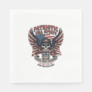 Patriotischer Biker-Totenkopf-Biker-Straßenfreihei Serviette