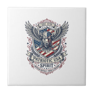 Patriotischer Bison Adler Wappen Tier Hybrid Patri Fliese