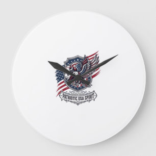 Patriotischer Bison Adler Wappen Tier Hybrid Patri Große Wanduhr