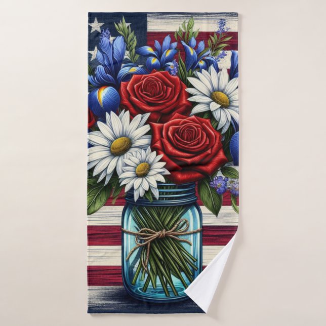 Patriotischer, blumengestresster Amerikaner Badehandtuch (Badehandtuch)