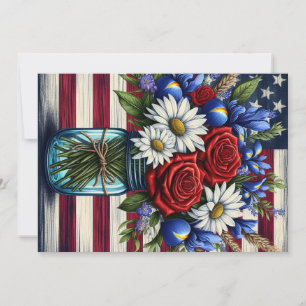 Patriotischer, blumengestresster Amerikaner Feiertagskarte