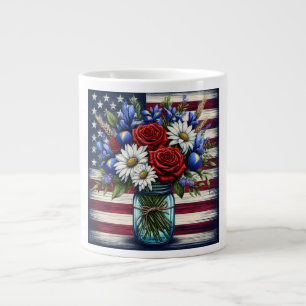 Patriotischer, blumengestresster Amerikaner Jumbo-Tasse