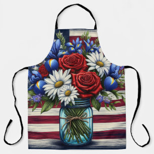 Patriotischer, blumengestresster Amerikaner Schürze