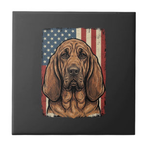 Patriotischer Bluthund Hund Amerikanische Flagge K Fliese