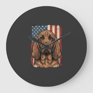 Patriotischer Bluthund Hund Amerikanische Flagge K Große Wanduhr