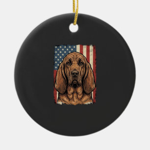 Patriotischer Bluthund Hund Amerikanische Flagge K Keramik Ornament