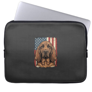 Patriotischer Bluthund Hund Amerikanische Flagge K Laptopschutzhülle