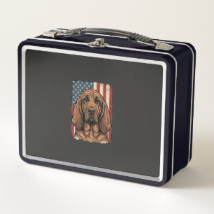 Patriotischer Bluthund Hund Amerikanische Flagge K Metall Brotdose