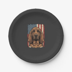 Patriotischer Bluthund Hund Amerikanische Flagge K Pappteller