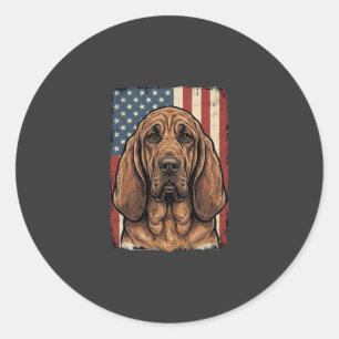 Patriotischer Bluthund Hund Amerikanische Flagge K Runder Aufkleber