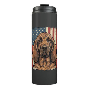 Patriotischer Bluthund Hund Amerikanische Flagge K Thermosbecher