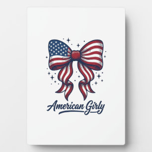 Patriotischer Bogen Amerikanisches Mädchen Vintage Fotoplatte