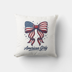 Patriotischer Bogen Amerikanisches Mädchen Vintage Kissen