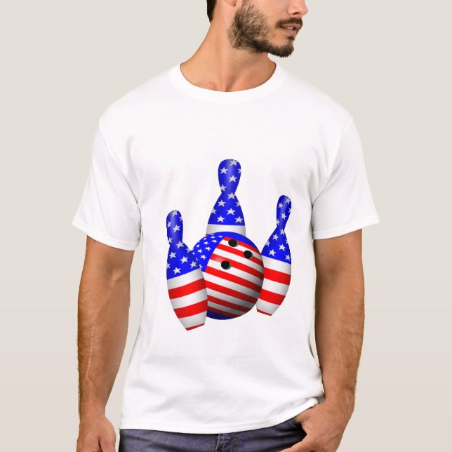Patriotischer Bowlings-Ball T-Shirt (Vorderseite)