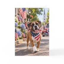 Patriotischer Boxerhund 4. Juli Karte