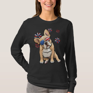 Patriotischer Bulldog-Hund Amerikanischer Flagge 4 T-Shirt