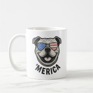 Patriotischer Bulldog 'MERICA � USA-Flagge-Sonnenb Kaffeetasse