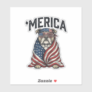 Patriotischer Bulldog 'Merica Vintage-Vector-Shirt Aufkleber