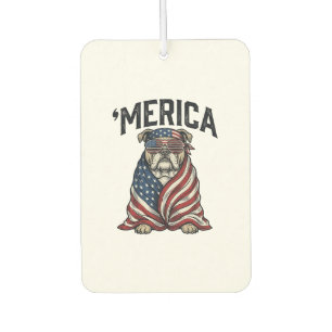 Patriotischer Bulldog 'Merica Vintage-Vector-Shirt Autolufterfrischer