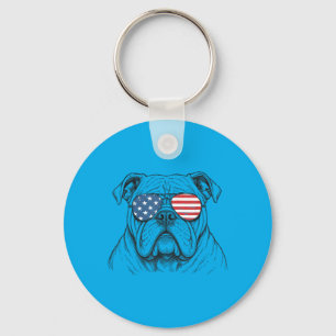 Patriotischer Bulldogge 4. Juli Amerika Männer Fra Schlüsselanhänger